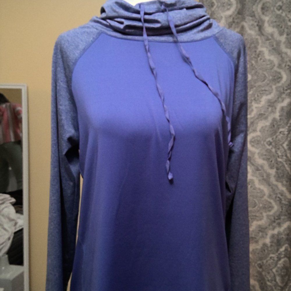 Pro Player Drawstring Cowl Neck Periwinkle Blue Activewear Medium
